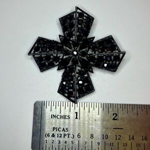Albert Weiss Black Maltese Cross Brooch